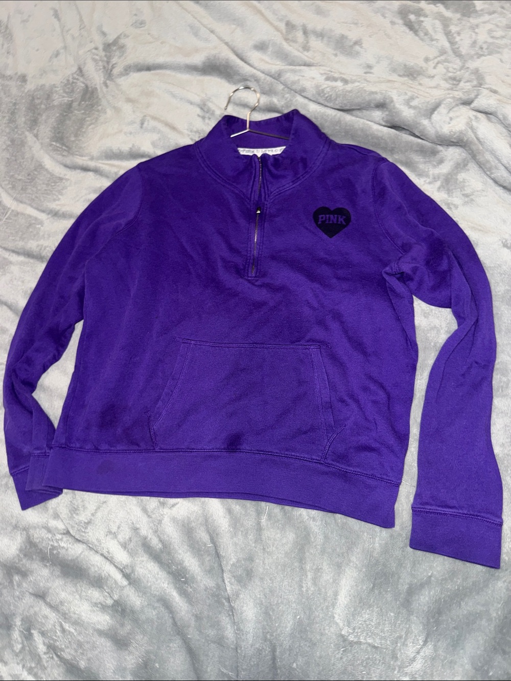 Vintage PINK Victoria's Secret Half-Zip Fleece Pullover - Purple